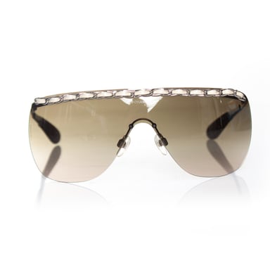 rimless shield chain sunglasses