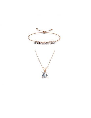 Conjunto Vernice Stone Crystal Mia - Oro rosa y cristal