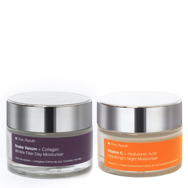 Veneno de serpiente + Hidratante de día rellenador de arrugas con colágeno 50 ml + Vitamina C + Hidratante de noche Hydrabright con ácido hialurónico 50 ml