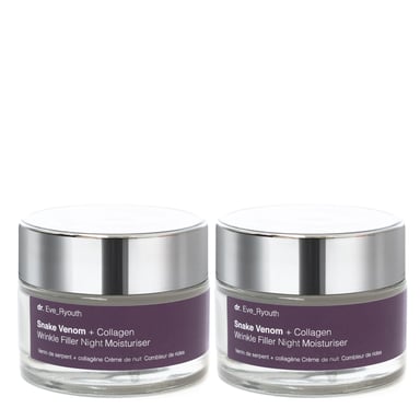 2 x Crema hidratante nocturna con veneno de serpiente + colágeno para arrugas, 50 ml