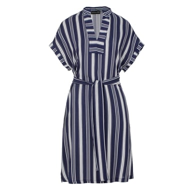 Vestido sin mangas a rayas con aberturas laterales