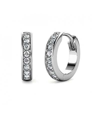 Pendientes de aro circulares - Plata y cristal