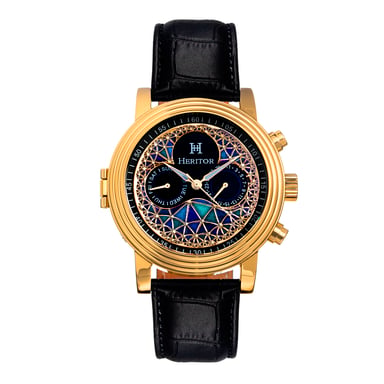 Reloj Heritor automático Legacy con correa de cuero y día/fecha