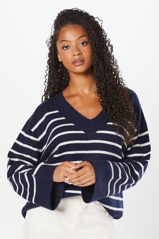 V Neck Stripe Knitted Jumper