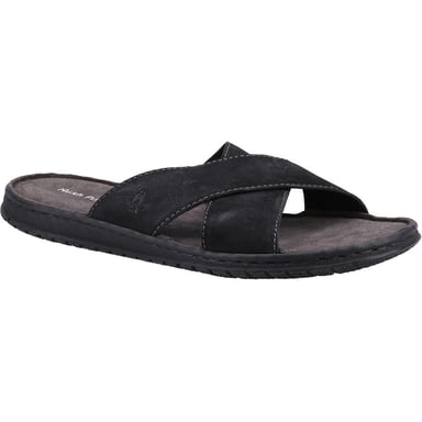 Hush Puppies Mens Nile Crossover Leather Sandals (Black)