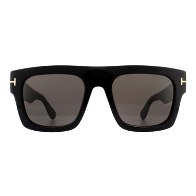 Gafas de sol Tom Ford Square Mens negro brillante gris humo