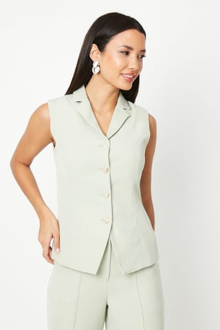 Sleeveless Collar Detail Blazer