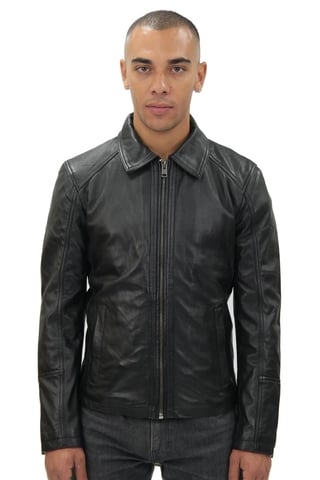 Chaqueta de cuero Harrington clásica elegante para hombre - Nueva York