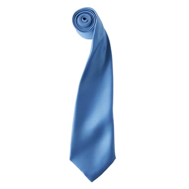Premier Mens Plain Satin Tie (Narrow Blade) (Mid blue)