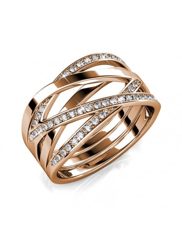 Anillo Criss Cross - Oro rosa y cristal