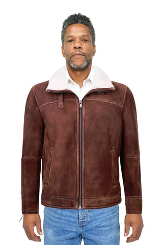 Chaqueta bomber Harrington de piel de oveja para hombre - Luanda