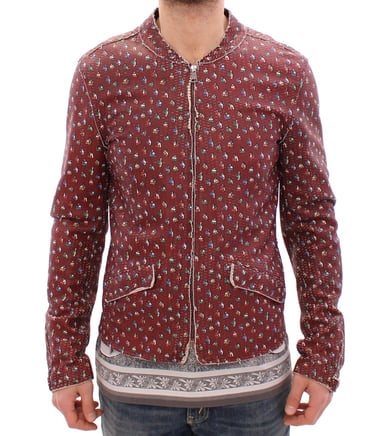 Chaqueta abrigo con print de boxers en cuero burdeos de Dolce & Gabbana