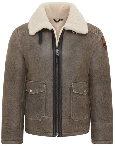 Chaqueta de aviador de piel de oveja B3 gris para hombre - Akutan