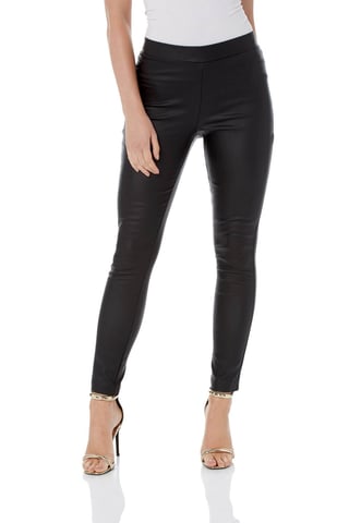 Faux Leather Pull On Stretch Trousers