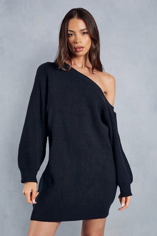 Knitted Oversized Off The Shoulder Jumper Dress