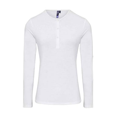 Premier Womens/Ladies Long John Plain Roll Sleeve T-Shirt (White)