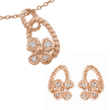 Orphelia Women's 925 Sterling Silver Set: Chain-Pendant + Earrings - Rose SET-6020/1