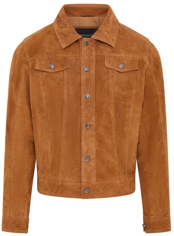 Chaqueta de cuero de ante de cabra color canela para hombre - Nurmes