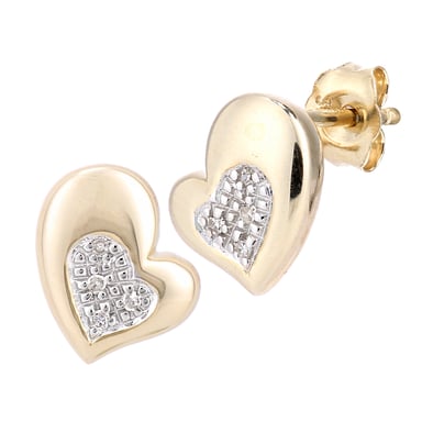 Pendientes corazón De Diamantes En Oro Amarillo De 9 Quilates