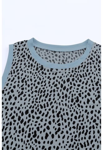 Top sin mangas de leopardo gris de para mujeres