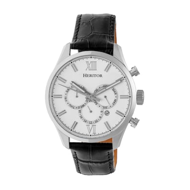 Reloj Heritor automático Benedict con correa de cuero y día/fecha