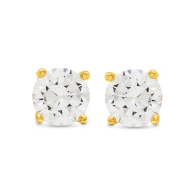 Pendientes Luxenter, Básico de Plata de Ley 925 y Circonita Brillante acabados en oro amarillo de 18 quilates