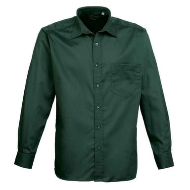 Premier Mens Poplin Long-Sleeved Shirt (Bottle Green)