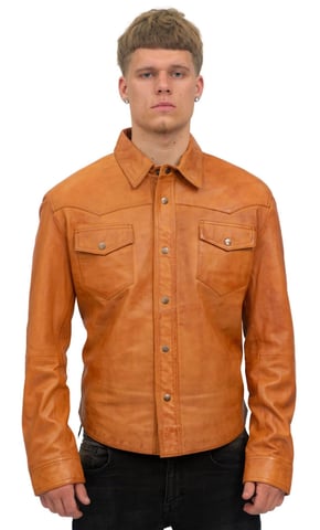 Chaqueta vaquera con camisa de cuero retro para hombre - Beijing