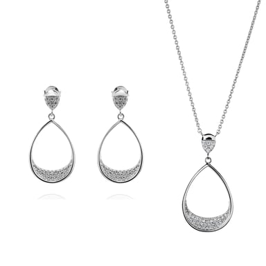 Orphelia 'Jolina' Women's 925 Sterling Silver Set: Necklace + Earrings - Silver SET-7490