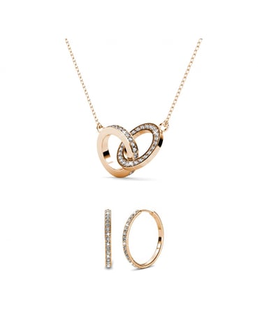 Conjuntos gemelos Chic Circle - Oro rosa y cristal