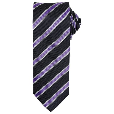 Premier Mens Stripe Waffle Tie (Black/Rich Violet)