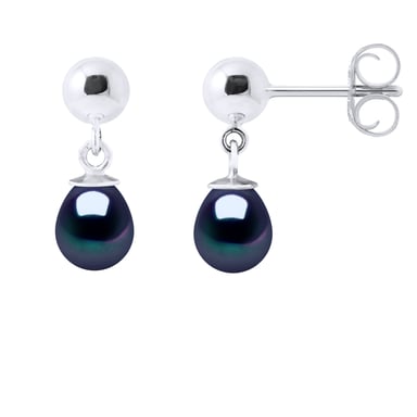 Earrings of Silver 925 and Real Cultured Freshwater Pearls Pear 6-7 mm