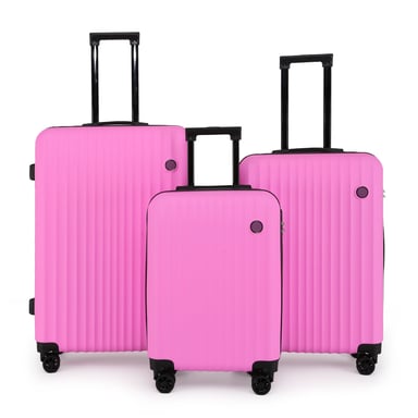 Maleta rígida ABS de color rosa con 8 ruedas, estuche de viaje, bolsas para vacaciones