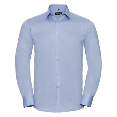 Russell Collection Mens Herringbone Long-Sleeved Formal Shirt (Light Blue)