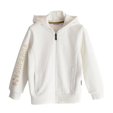 Superga Childrens/Kids Sleeve Print Full Zip Drawstring Hoodie (White)