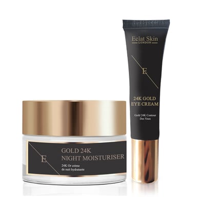 Hidratante de noche antiarrugas Oro de 24 quilates + Crema debajo de los ojos Oro de 24 quilates