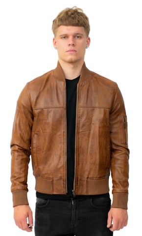 Chaqueta bomber de cuero retro MA-1 para hombre - Arlington