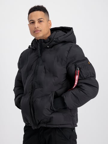 Chaqueta acolchada con capucha y logo de Alpha Industries Negra