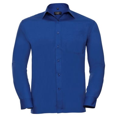 Russell Collection Mens Poplin Easy-Care Long-Sleeved Shirt (Bright Royal Blue)