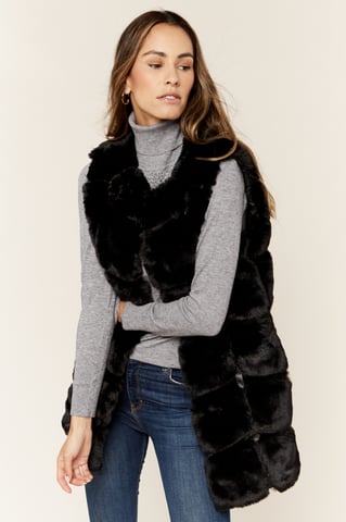 Chaqueta estilo chaleco de piel sintética con corte cuadrado
