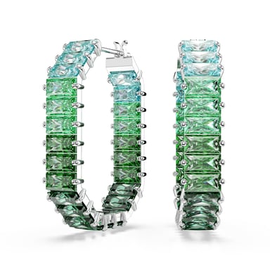 Swarovski 'Matrix Baguette' Women's Base Metal Hoop Earrings - Silver 5705787
