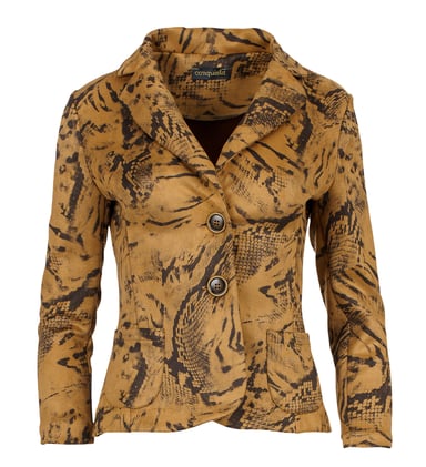 Chaqueta entallada con estampado marrón de aspecto alcántara.