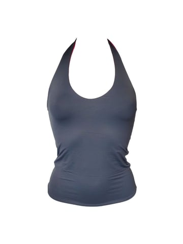 Reversible Solids Halter Tankini Cerise/Carbon