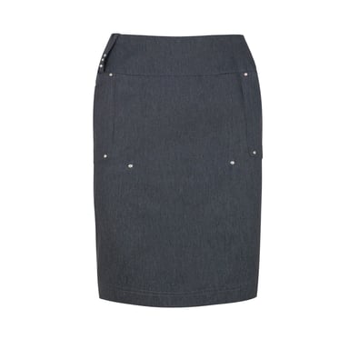 Falda lápiz de estilo denim en gris oscuro con detalle de pedrería