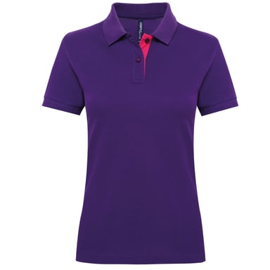 Asquith & Fox Womens/Ladies Short Sleeve Contrast Polo Shirt (Purple/ Pink)
