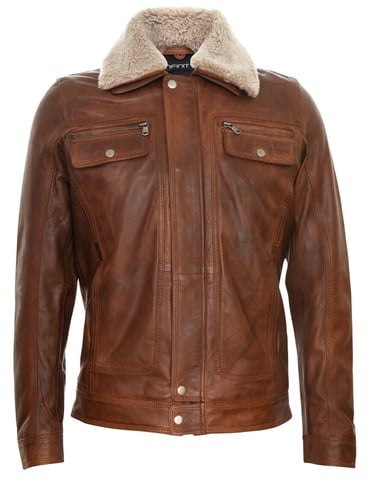 Chaqueta de cuero estilo camionero para hombre - Galway