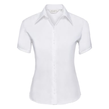 Russell Collection Ladies/Womens Short Sleeve Ultimate Non-Iron Shirt (White)