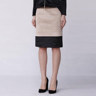 Textured velvet bi-material skirt