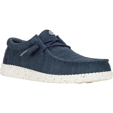 HEYDUDE Wally Stretch Mesh Polyester Men's Navy Boat Shoes