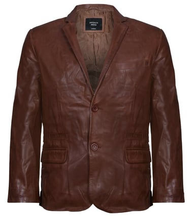 Chaqueta Blazer de Cuero Suave Abrigo Italiano Entallado